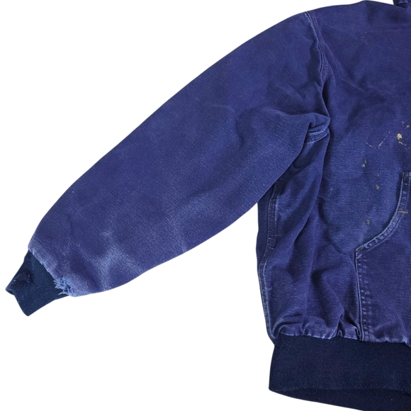 Carhartt Vintage Denim Canvas Distressed Thrashed Hooded Work Jacket Jacket - Picture 4 of 10